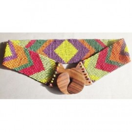 Ceinture perlée avec boucle en bois