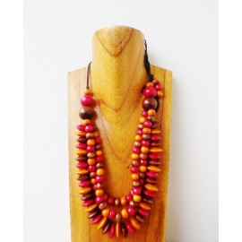 Collier bois  orange