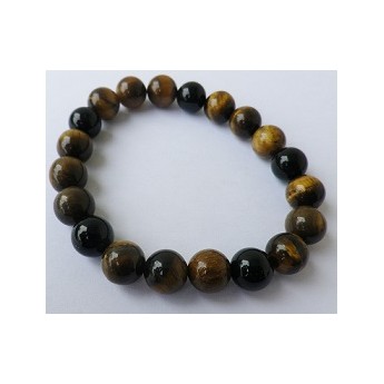 Bracelet oeil de tigre & tourmaline noire