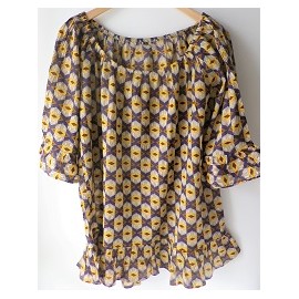 Tunique wax jaune foncé