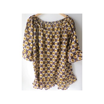 Tunique wax jaune foncé